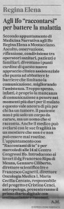 ILMESSAGGERO: AGLI IFO “RACCONTARSI” PER BATTERE LA MALATTIA
